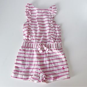 Girls Joules pink and white striped romper sz 4